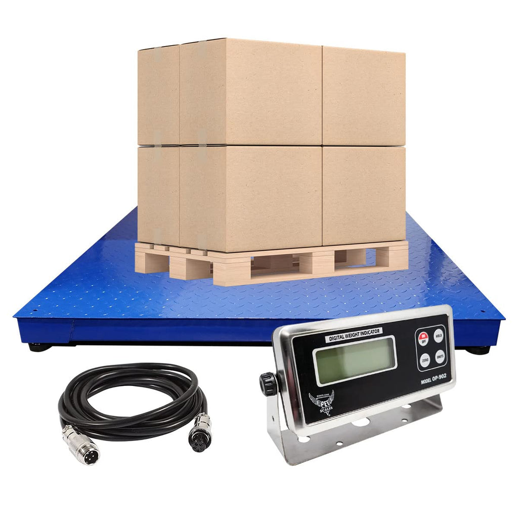 Industrial Floor Scale with Indicator, 5000 x 0.5lb (48x48) P14799