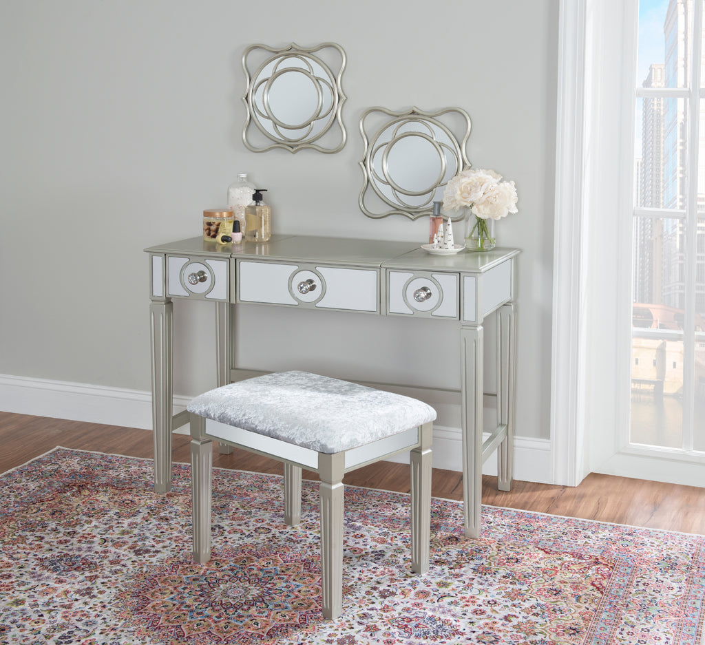 2-Piece Vanity Set with Flip-Top Mirror and Bench T807462