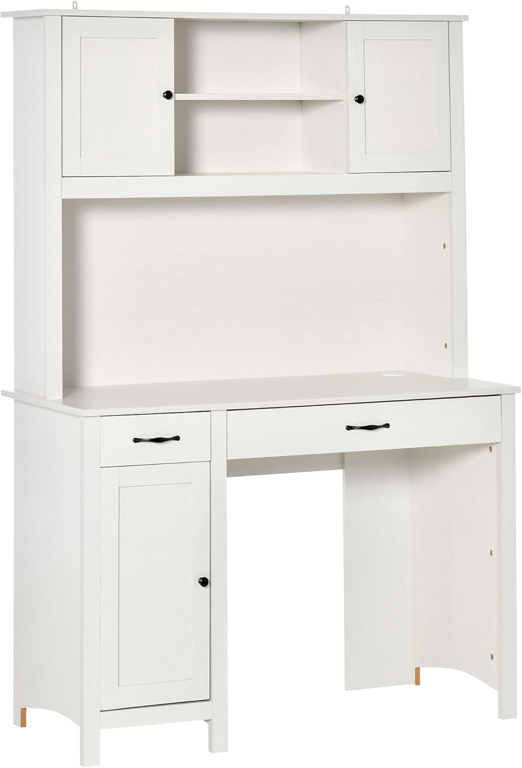 White Computer Desk with Hutch and Storage Shelves Drawers Cabinets A552
