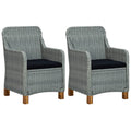 Gray Poly Rattan Patio Chairs with Cushions 2 pcs B167