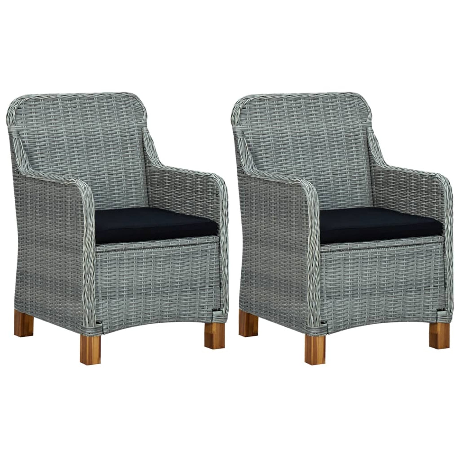 Gray Poly Rattan Patio Chairs with Cushions 2 pcs B167