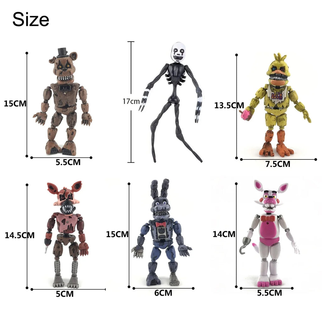 6Pcs/set PVC Five Nights At Freddy's Action Figure FNAF Bonnie Foxy Freddy Fazbear Bear Dolls Toys B2260