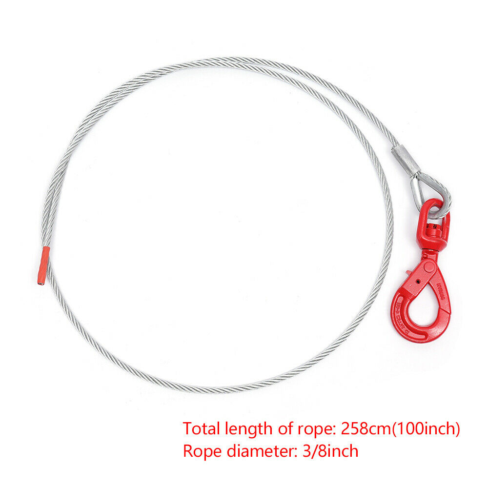 3/8" x 100" Wire Rope Steel Winch Cable with Swivel Hook R893685