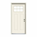 6 Lite Craftsman Primed Steel Prehung Left-Hand Inswing Front Door with Brickmould S74740