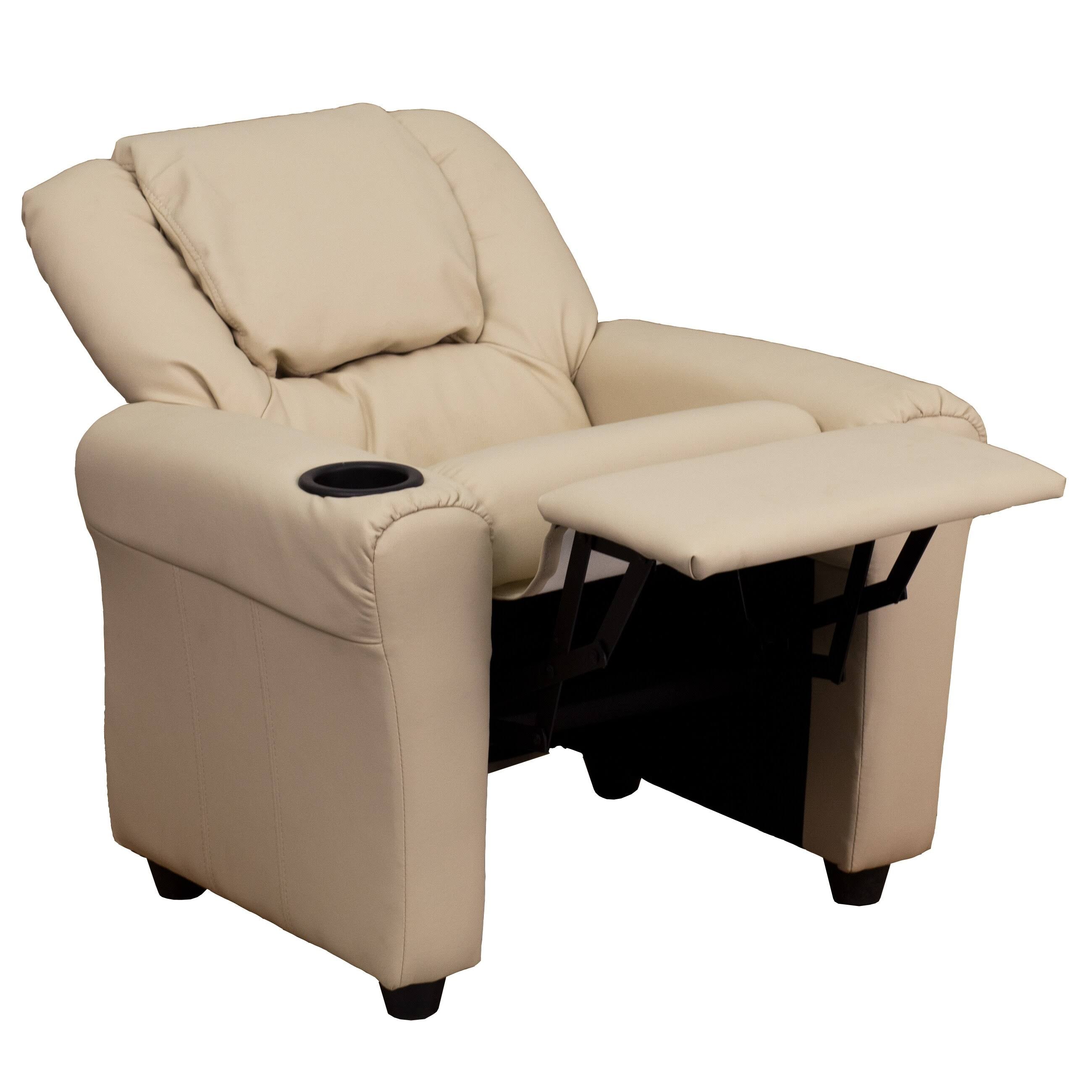 Turquoise Vinyl Kids Recliner with Cup Holder and Headrest K7732