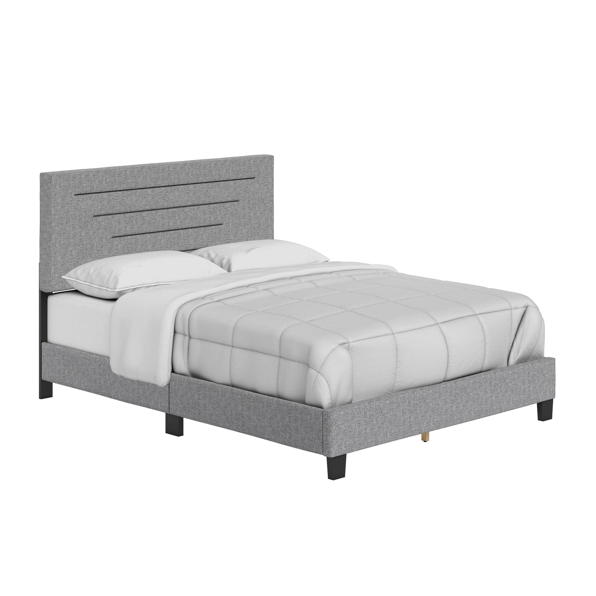 Charcoal Full Linen Bed Frame S3108