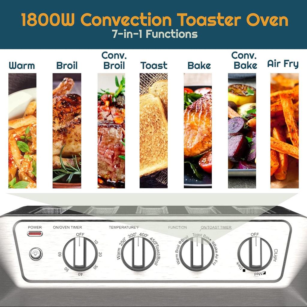 7-in-1 Toaster Oven Air Fryer Combo with Stainless Steel Accessories L139