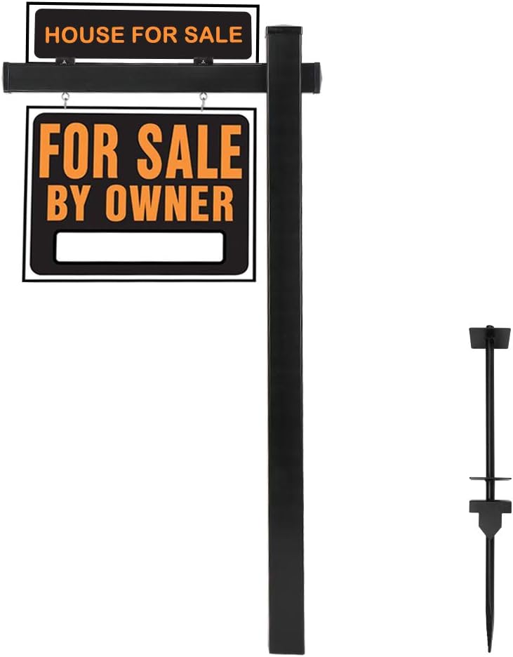 6' Vinyl PVC Real Estate Sign Post with 36" Arm, White D509967