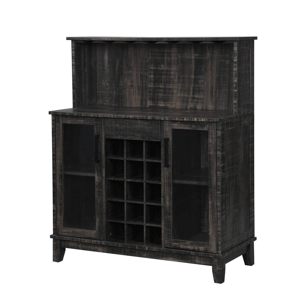 Charcoal Wine Bar Cabinet with Glass Doors M35619