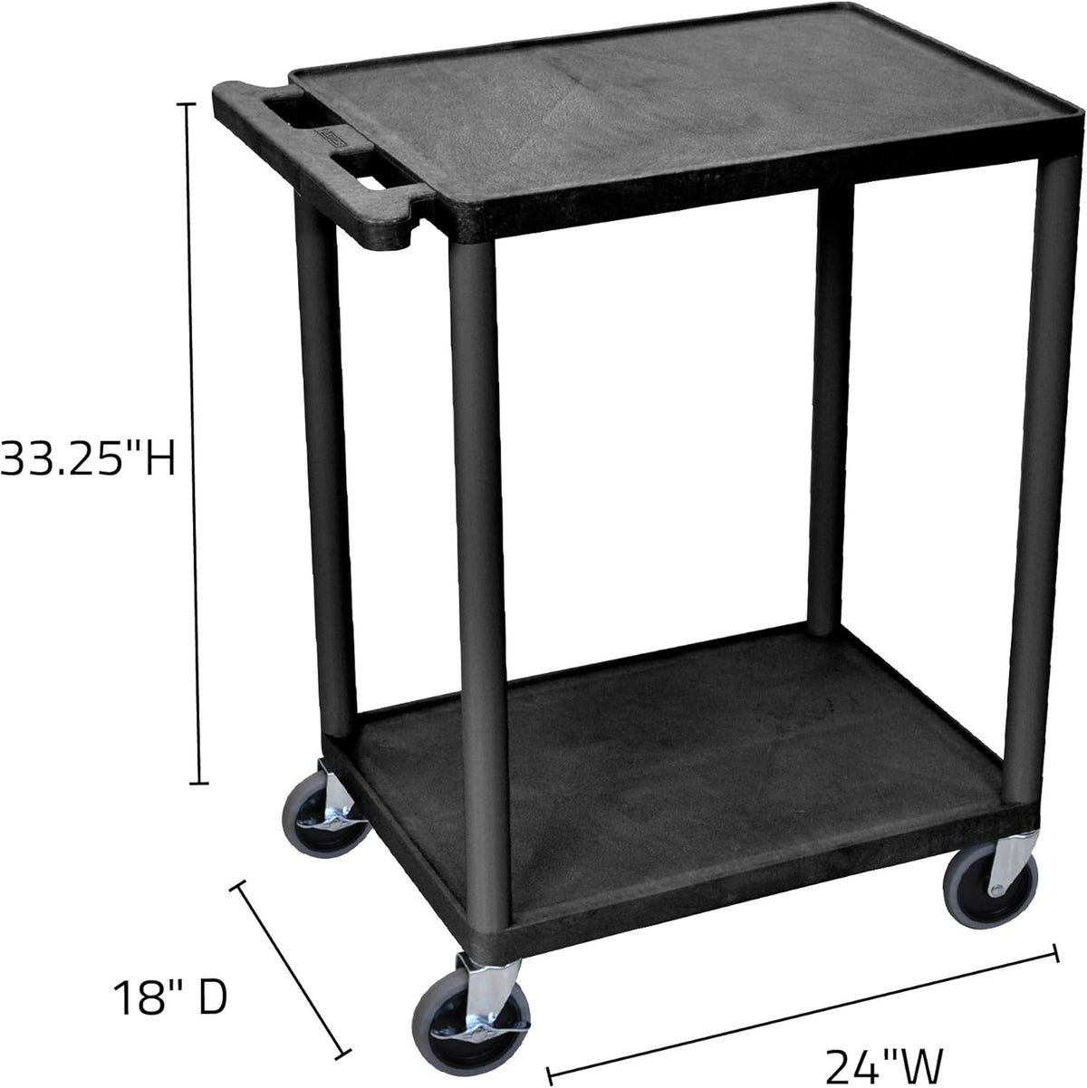 Black Mobile Utility Cart with 2 Shelves I7118