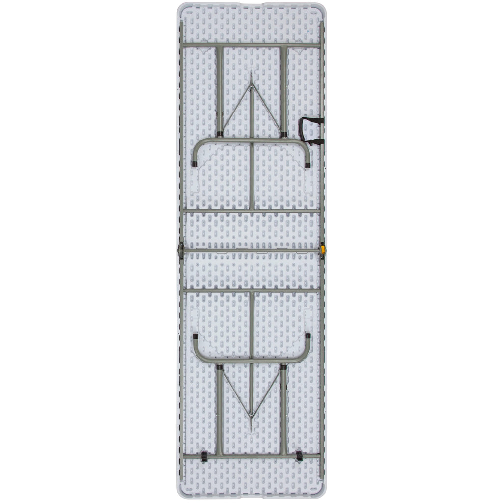8-Foot Height Adjustable Granite White Plastic Folding Table with Carrying Handle F106149