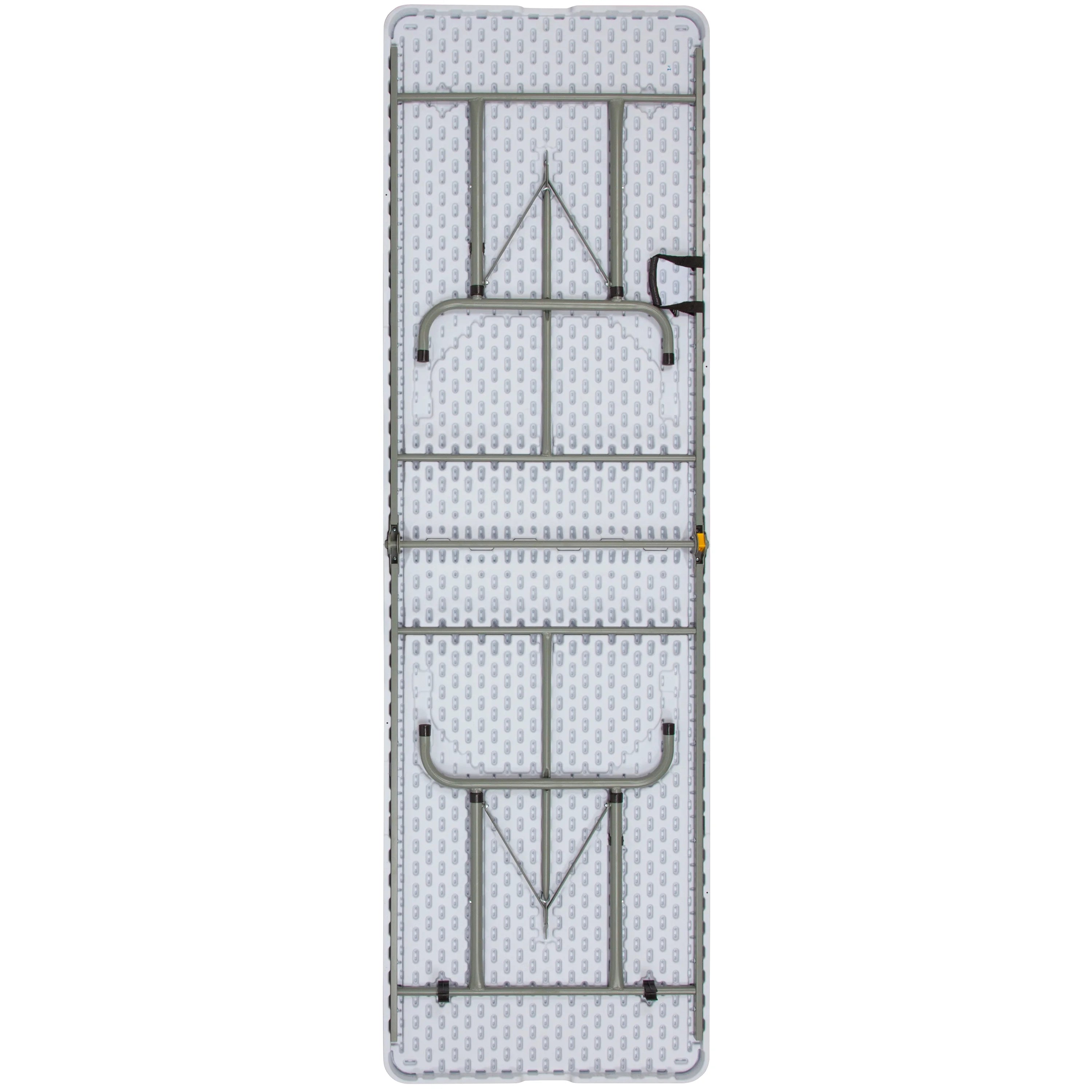 8-Foot Height Adjustable Granite White Plastic Folding Table with Carrying Handle F106149