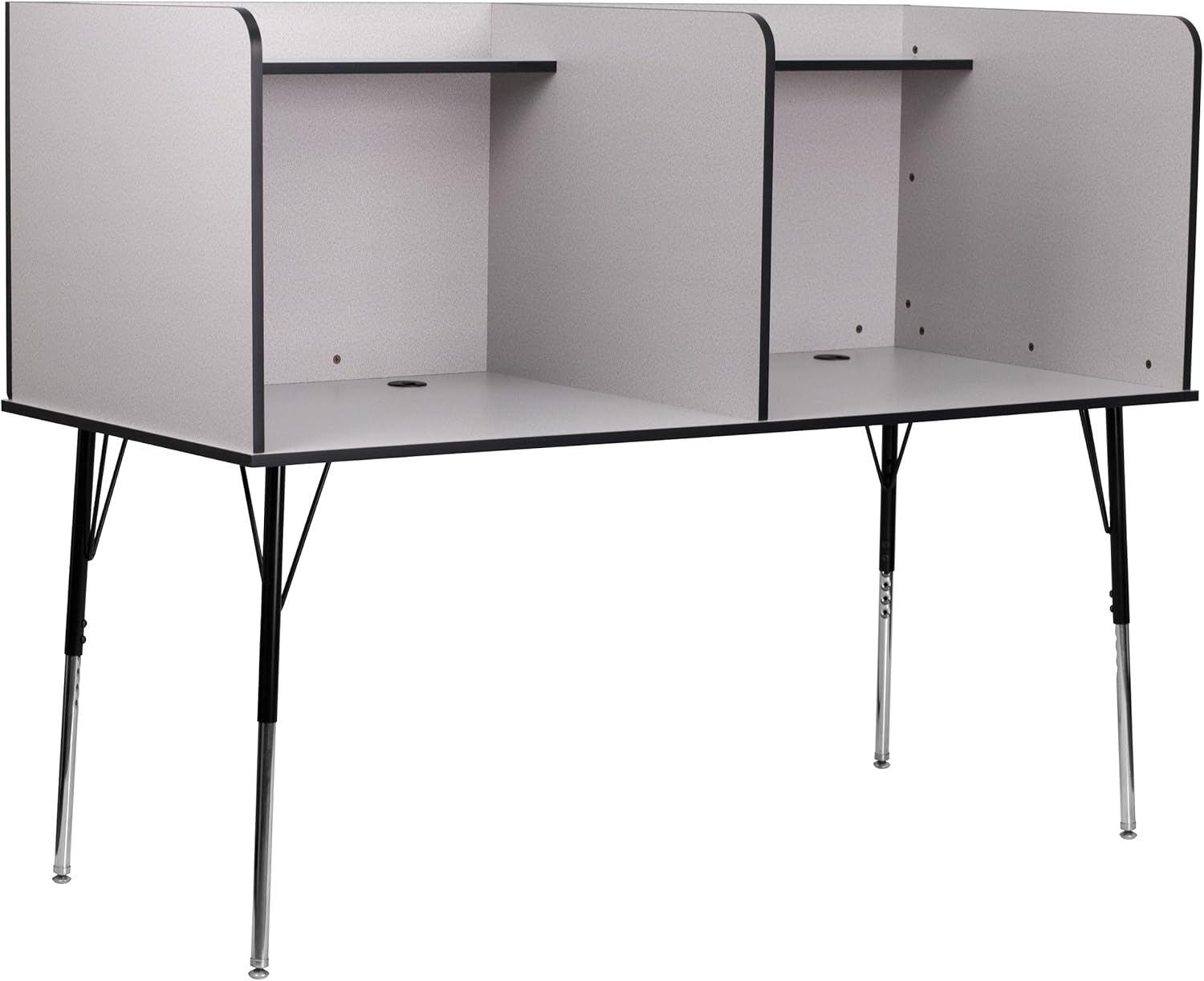 Study Carrel with Adjustable Legs and Top Shelf in Nebula Grey P52164