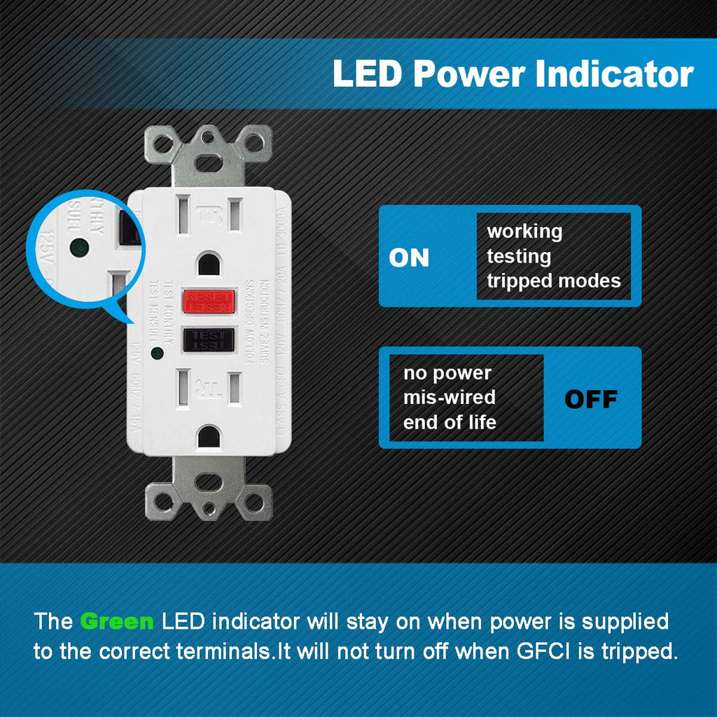 (10 Pack) 15 Amp Tamper-Resistant GFCI Receptacle Outlet with LED Indicator D69996