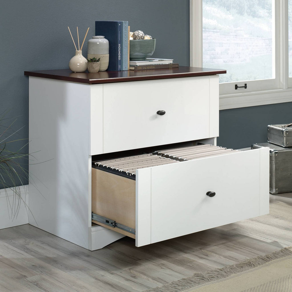 Soft White Engineered Wood Lateral Filing Cabinet A64455