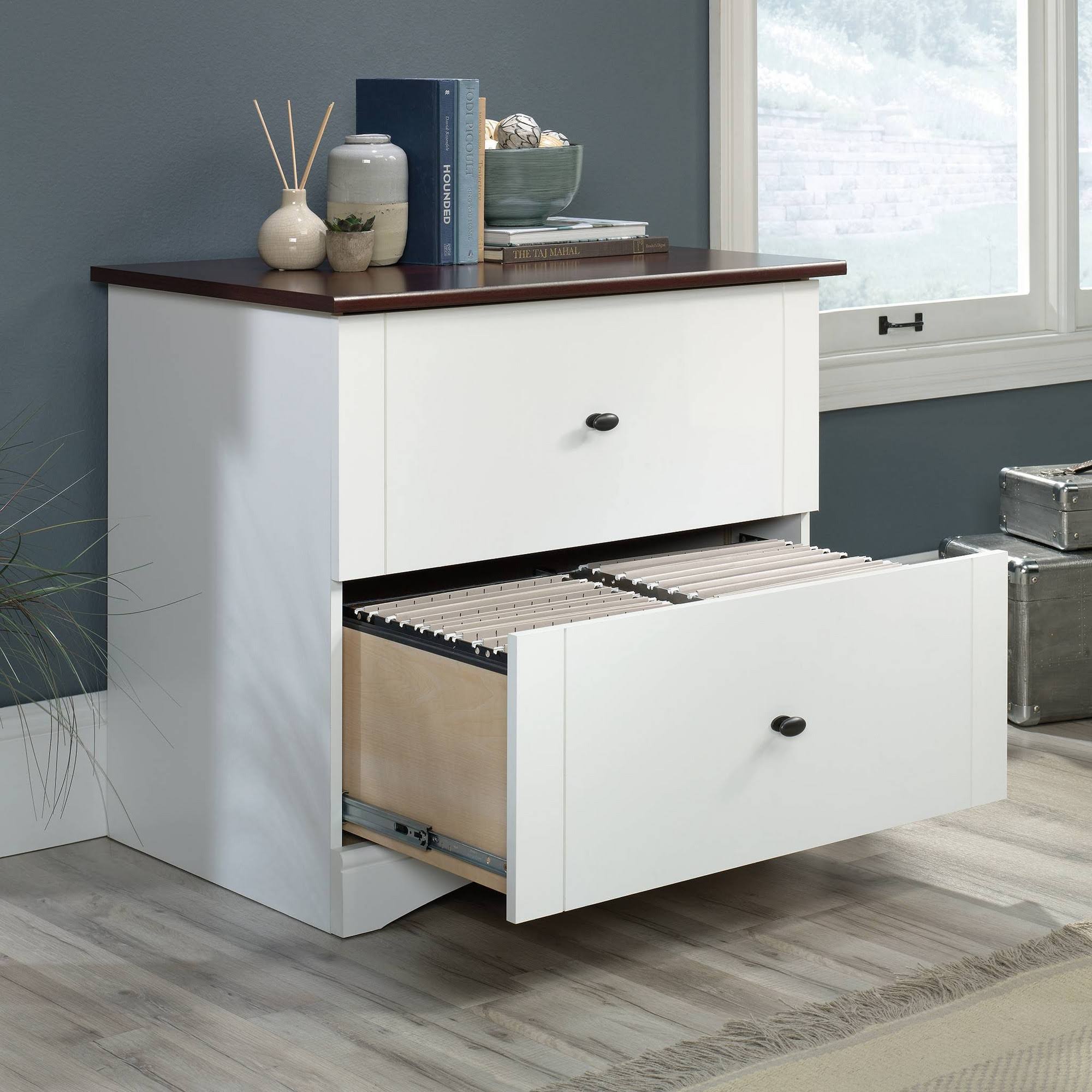 Soft White Engineered Wood Lateral Filing Cabinet A64455
