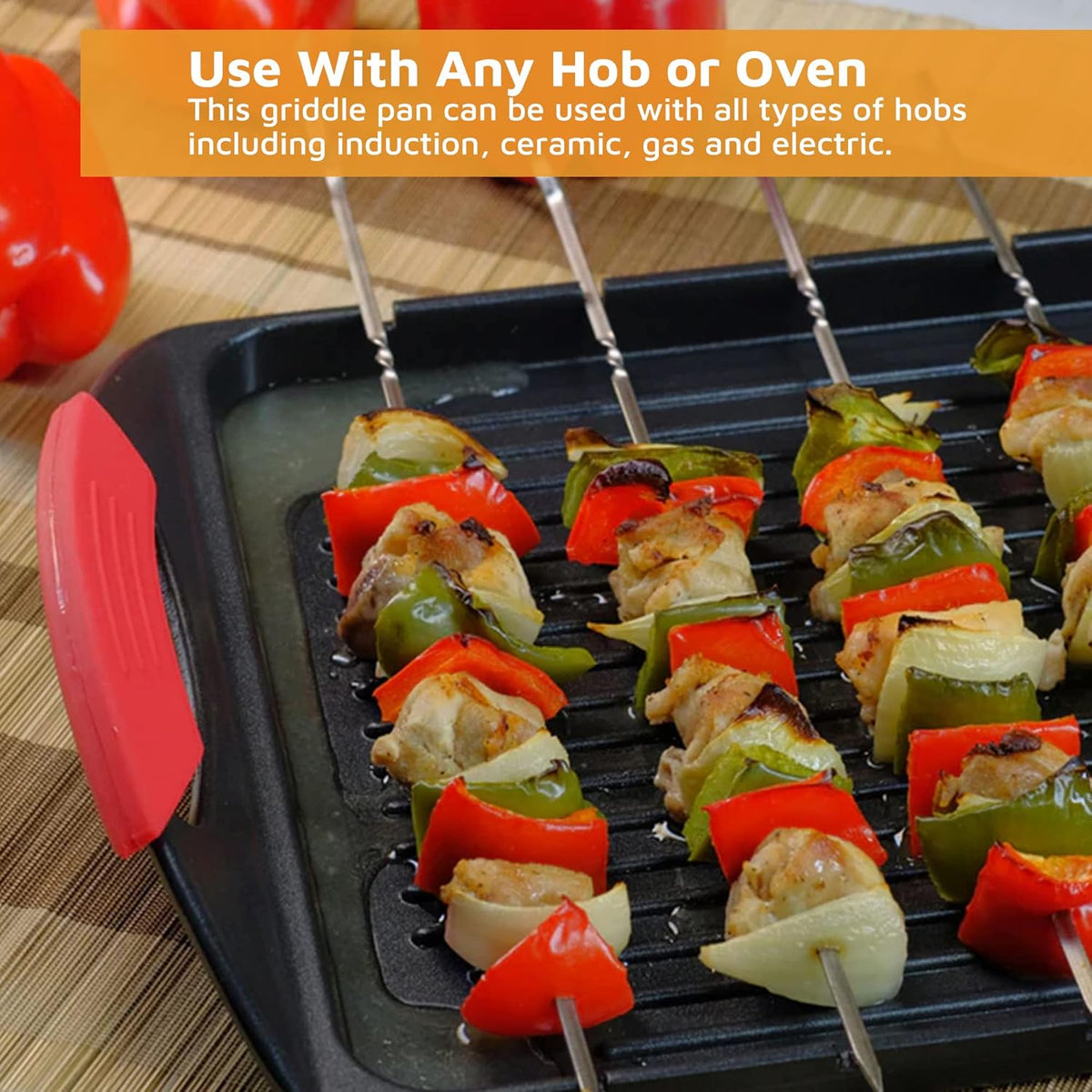Cast Aluminium Griddle Plate with 6 Stainless Steel Skewers J500
