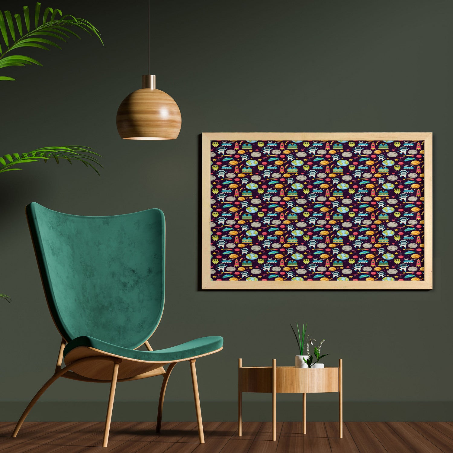 Multicolor Printed Fabric Wall Art with Frame K53845