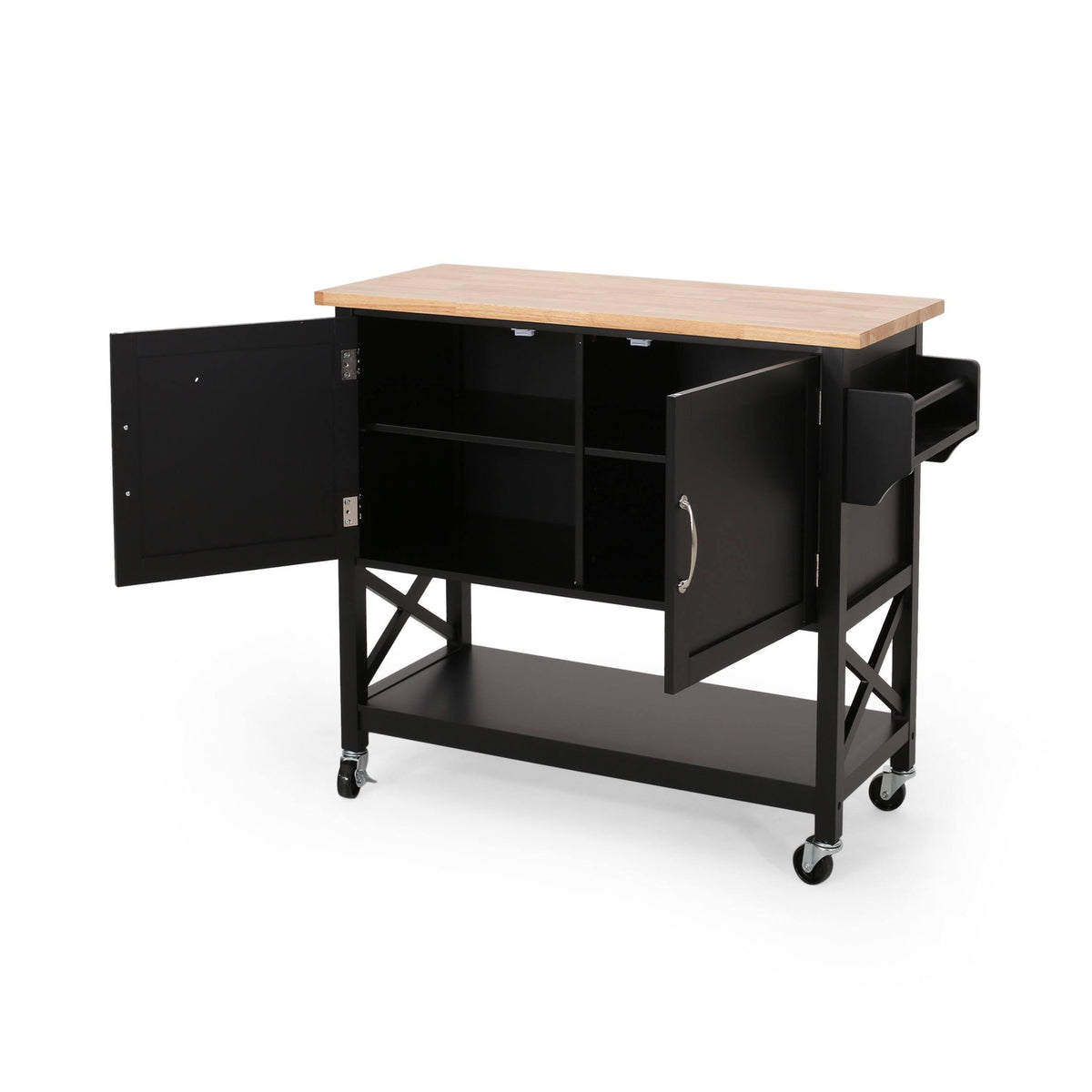 Gray Farmhouse Kitchen Cart with Wheels M223212