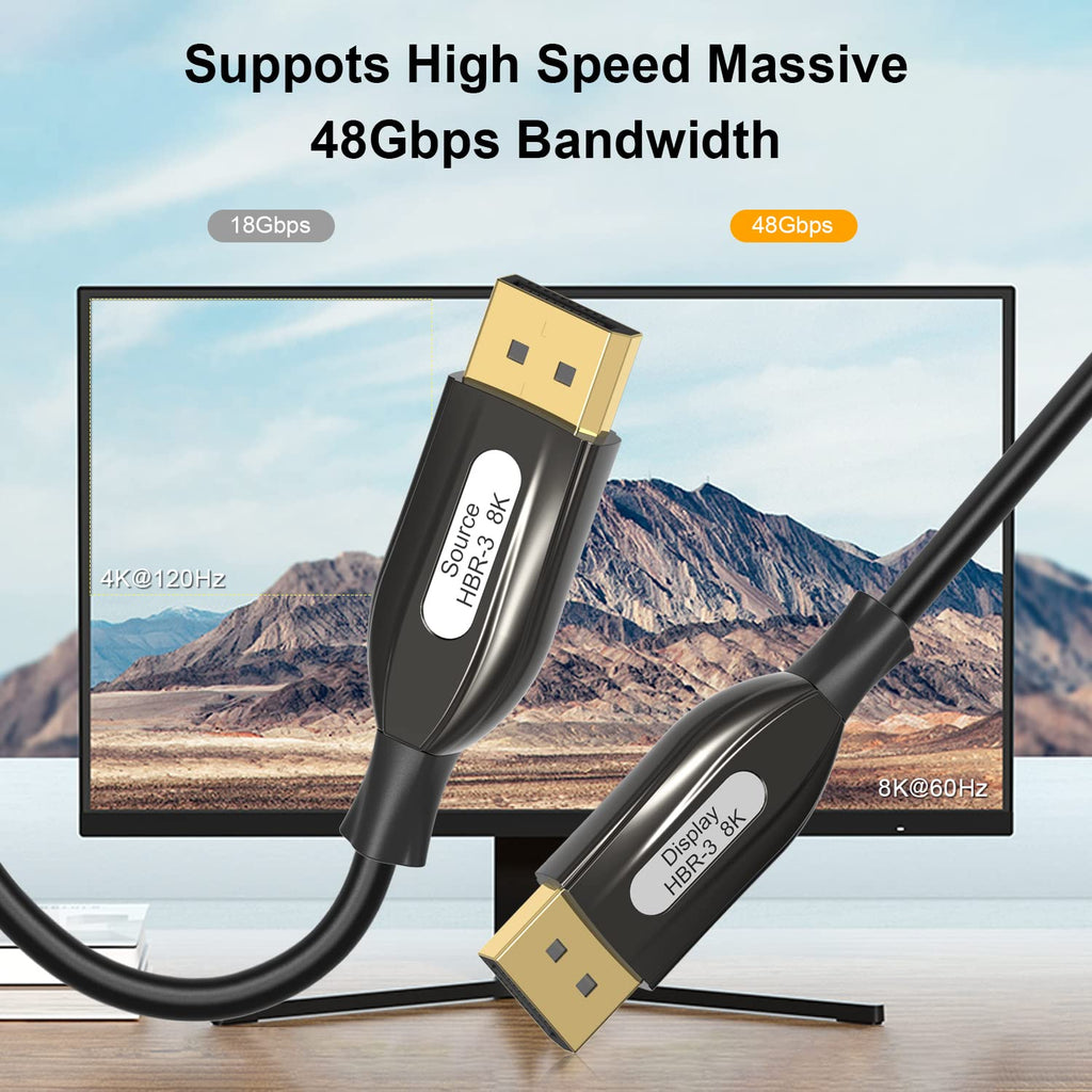 8K DisplayPort Fiber Optic Cable 100ft/30m, Braided D645206