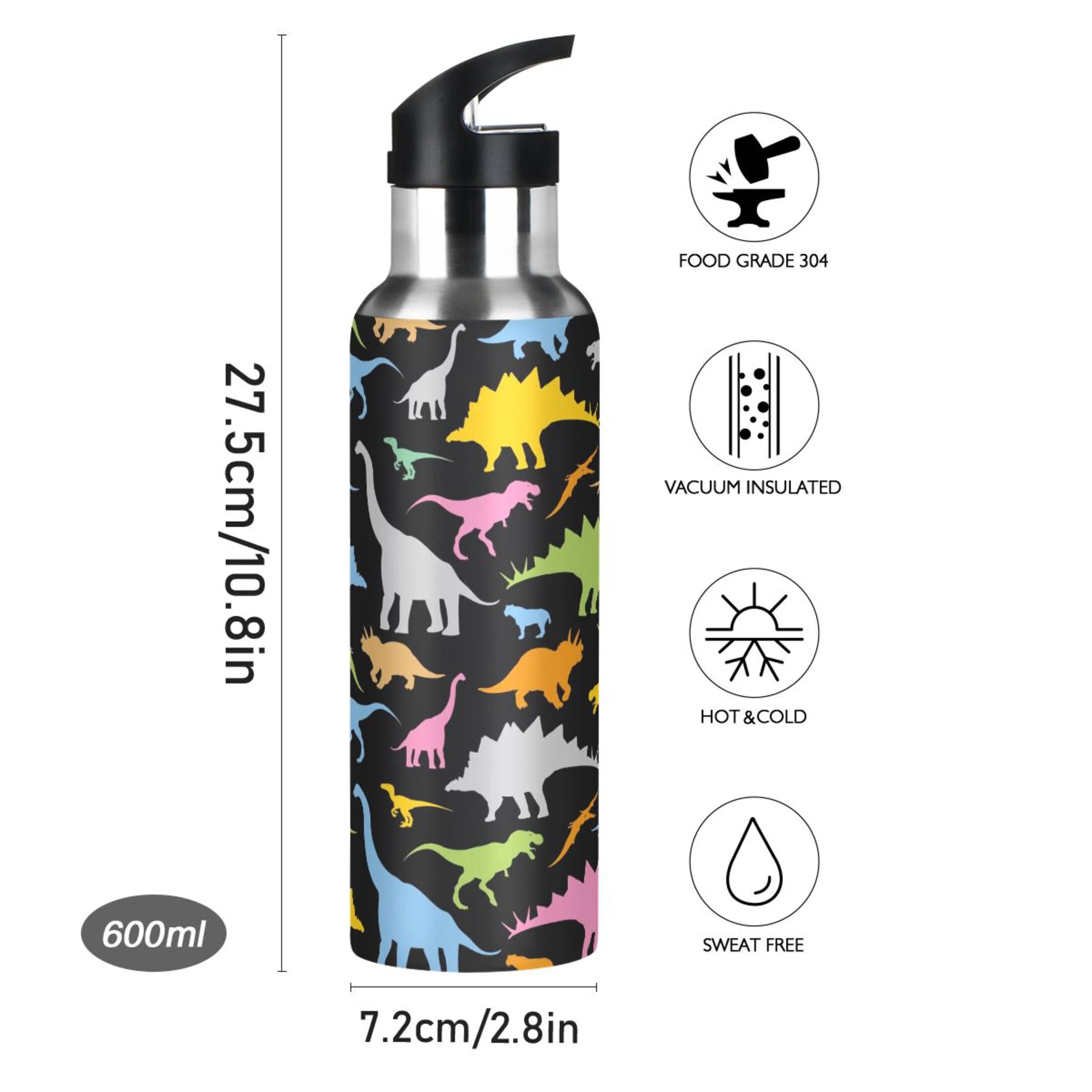 Stainless Steel Vacuum Insulated Water Bottle with Straw Lid 20 OZ W3179