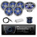 Marine Receiver Stereo with 2-Way 180W 6.5" Loud-SPKR, 3-Pairs, Antenna, 4-Chan Amplifier & 50' 16G SPKR Wire H744617