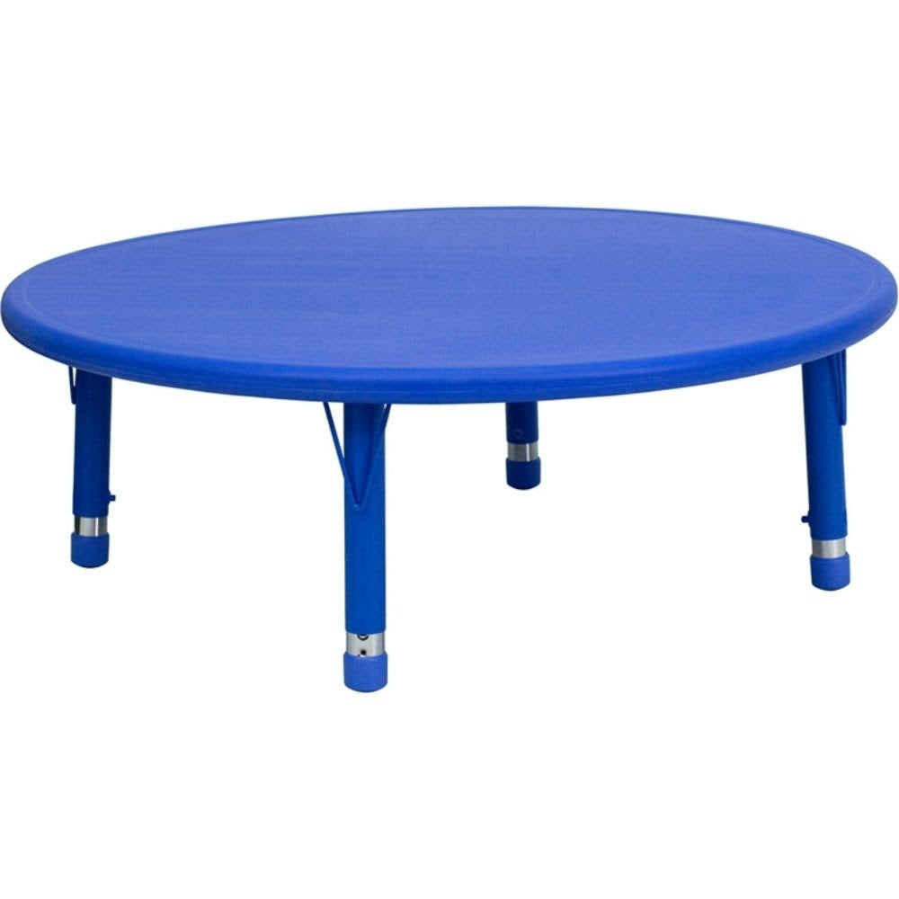 45'' Round Height Adjustable Blue Plastic Activity Table F155675