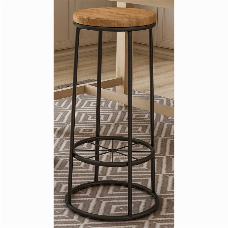 Metal Frame Bar Stool in Warm Oak (Set of 2) X953426