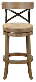 Gray Wire Brush and Ivory Swivel Barstool Q30447