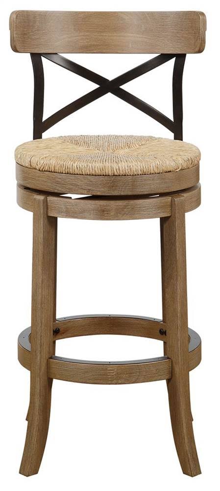 Gray Wire Brush and Ivory Swivel Barstool Q30447