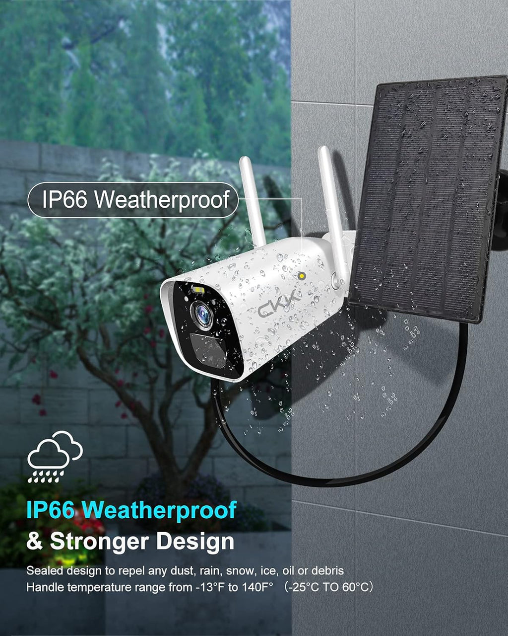 3MP Solar Powered Outdoor Security Camera with Rechargeable Battery I332200