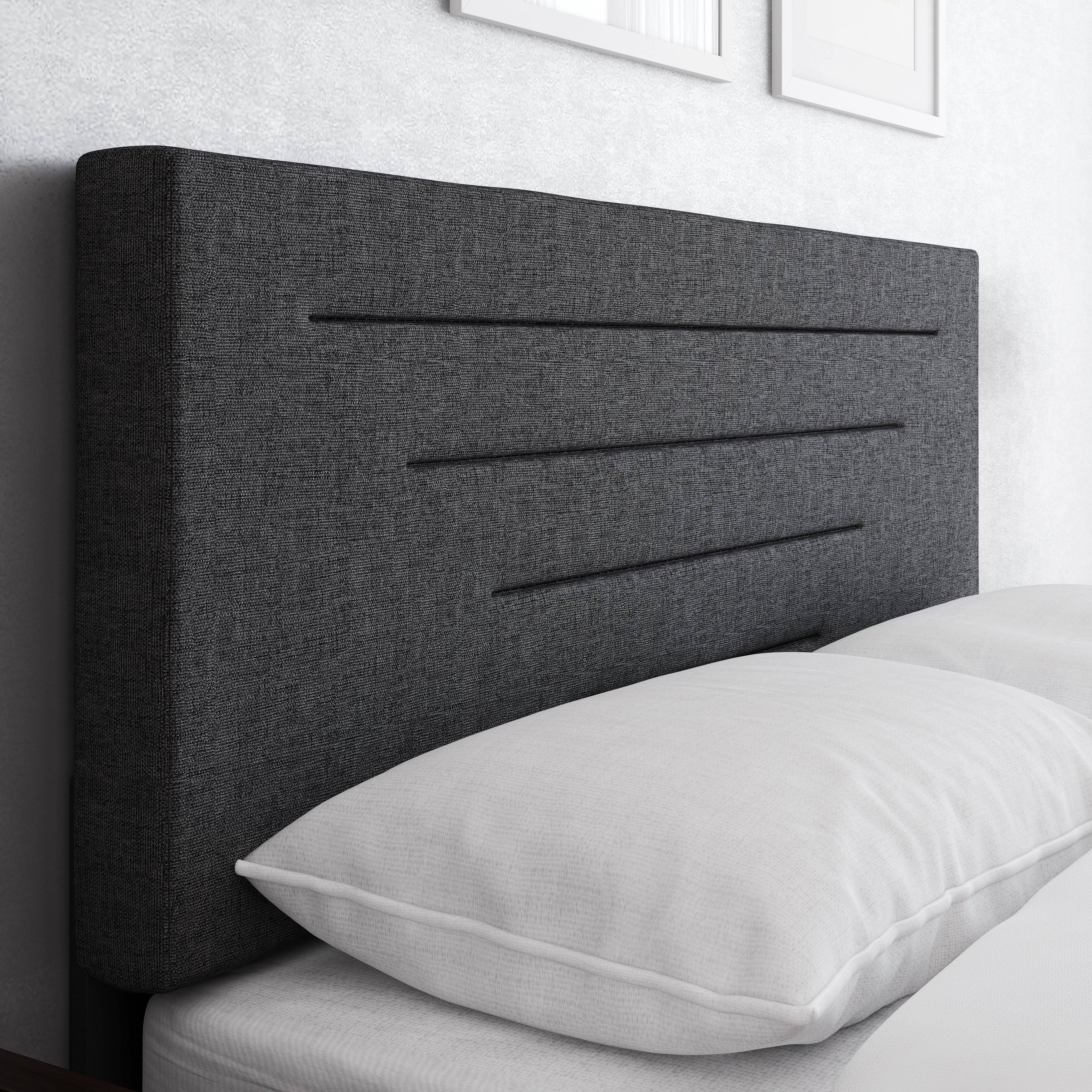 Charcoal Full Linen Bed Frame S3108