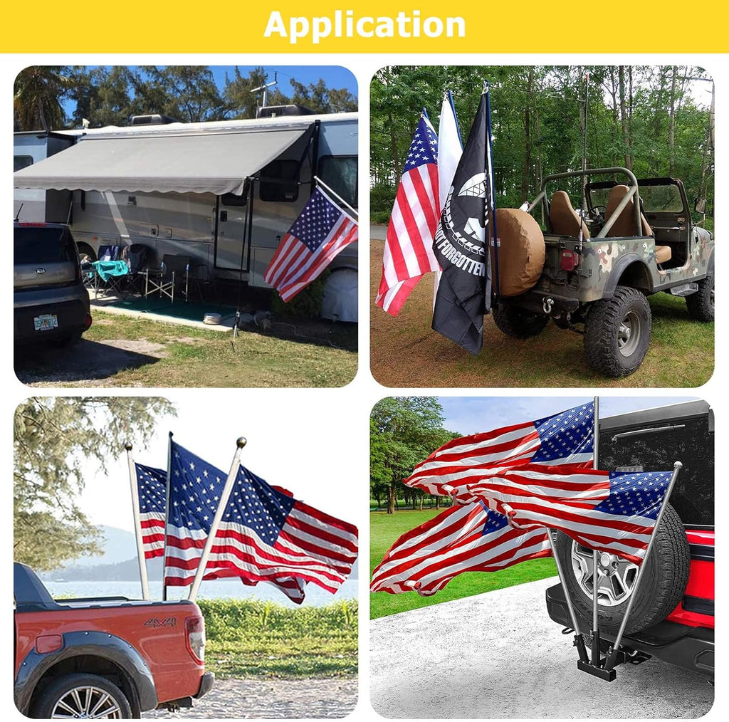 Hitch Mount 3 Flagpole Holder for 2 Inch Trailer Receiver Q25604