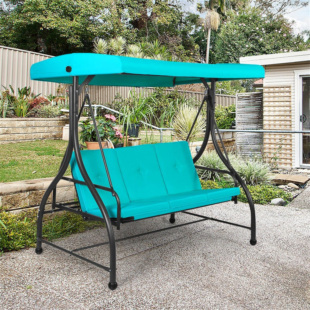 Black Patio Swing Canopy Hammock Glider R901