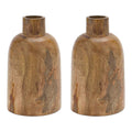 Set of 2 Brown Wooden Bottle Vases P1841