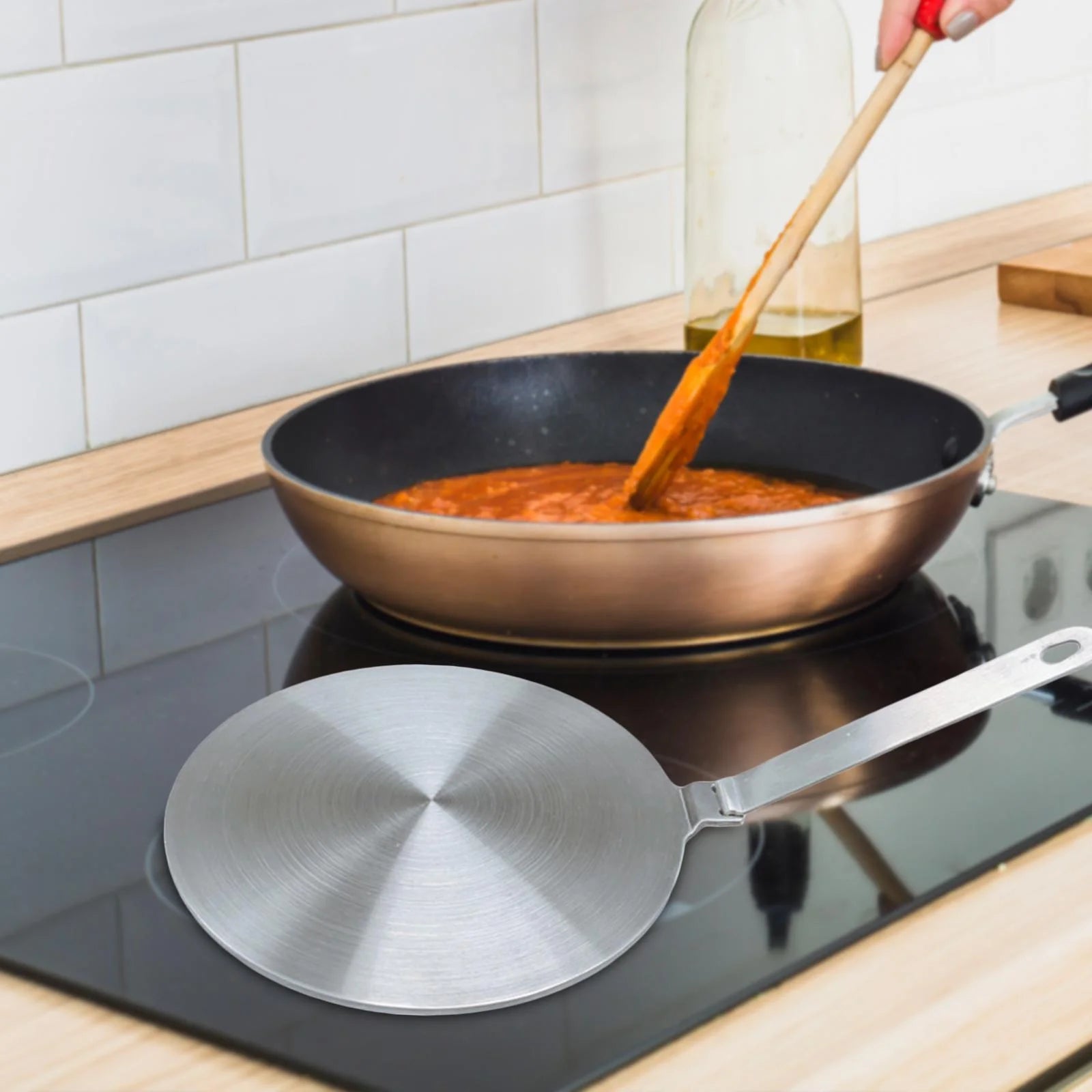 Non Slip Stainless Steel Heat Diffuser Plate with Handle 23.5cm W602
