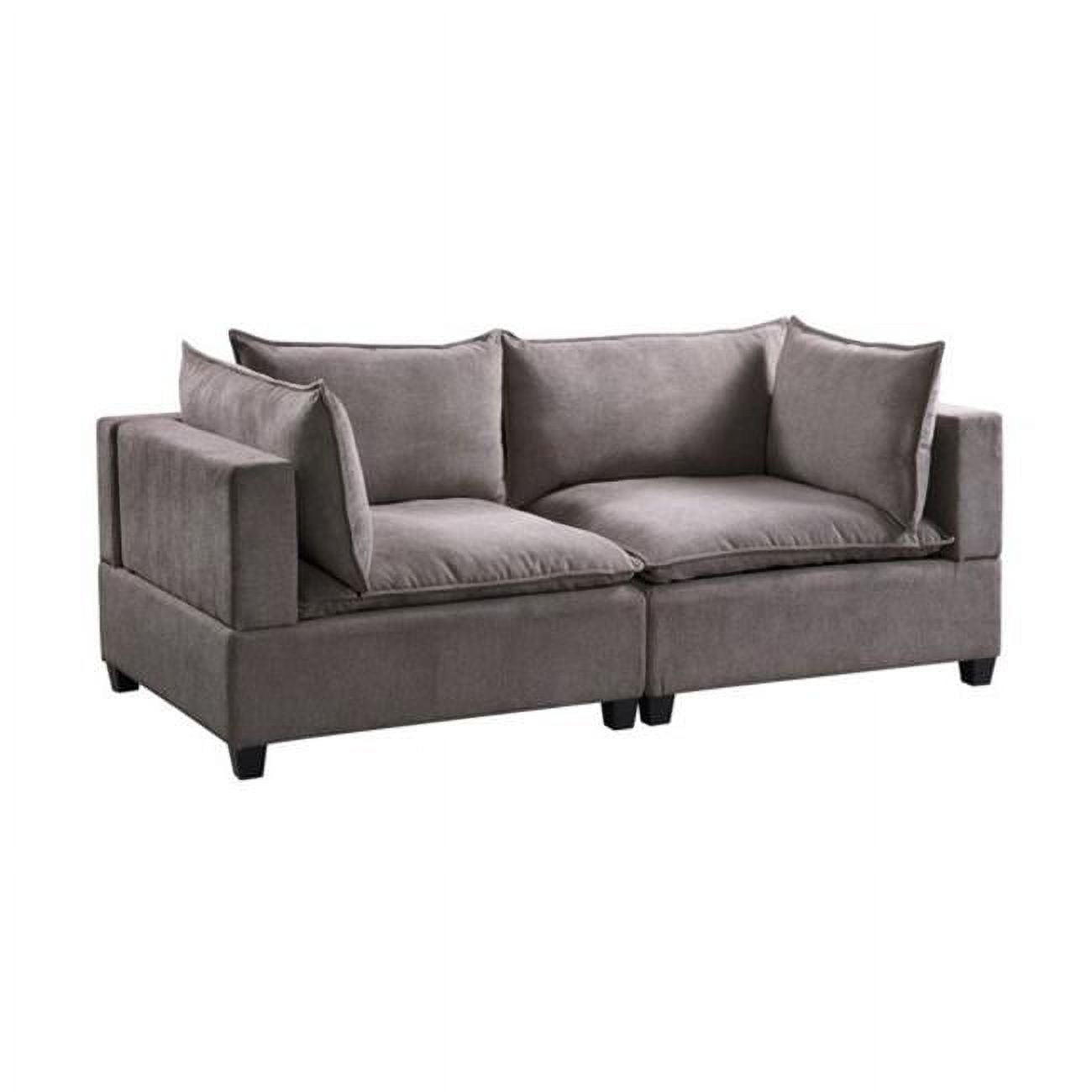 Gray Wood Frame Loveseat with Padded Seats A200413