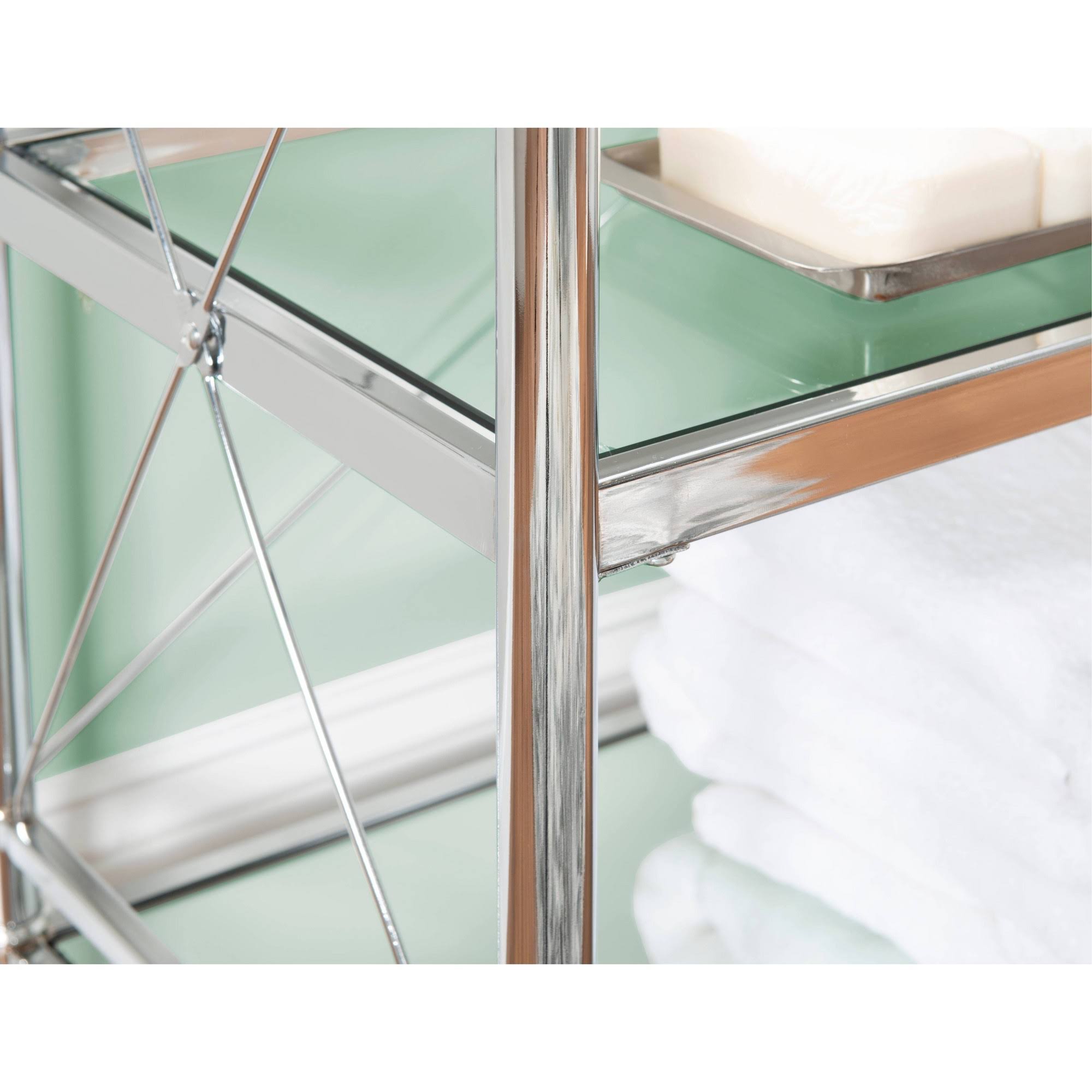 Chrome and Glass Floor Console H530