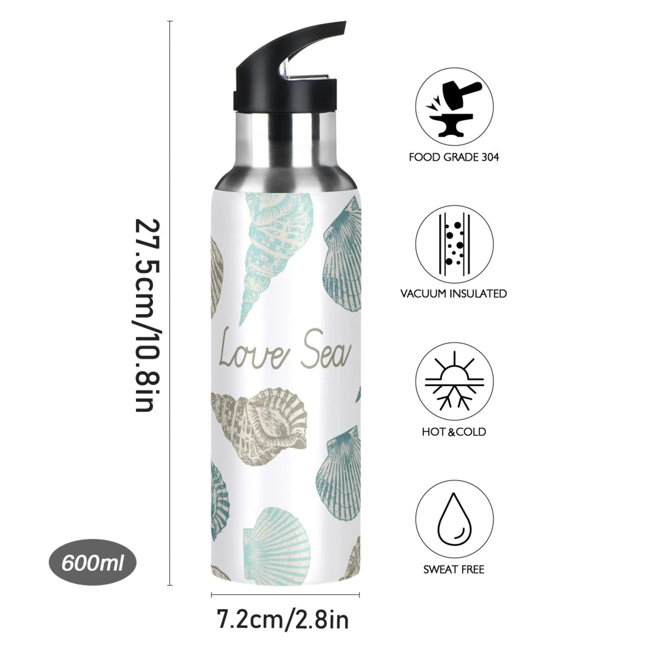 Stainless Steel Insulated Water Bottle with Straw Lid U70321