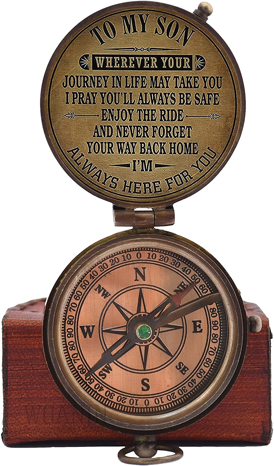 Antique Brass Compass with Case A697