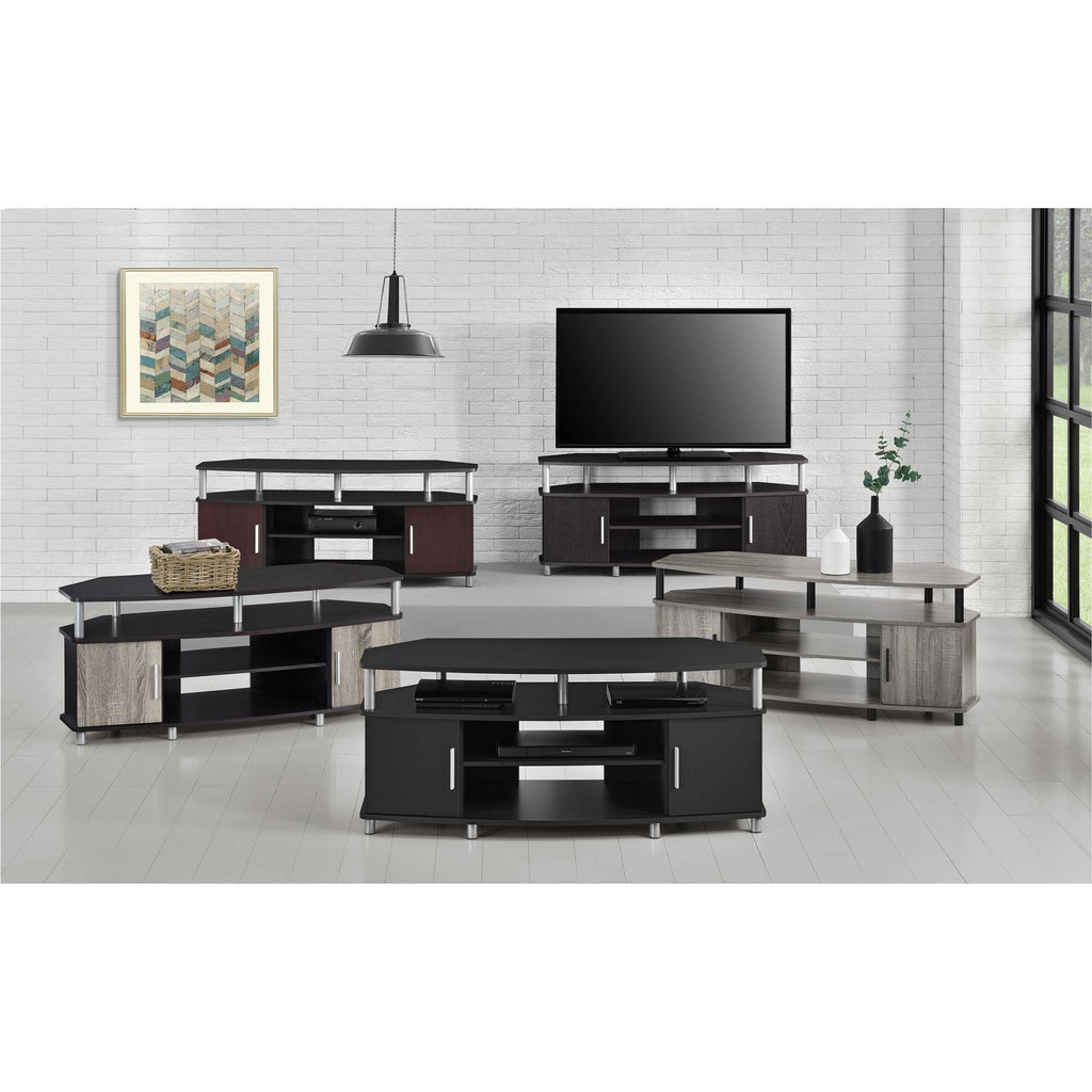 Corner TV Stand Distressed Gray Oak Q3587