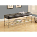 Black Leather-Look Chrome Metal Bench E31598