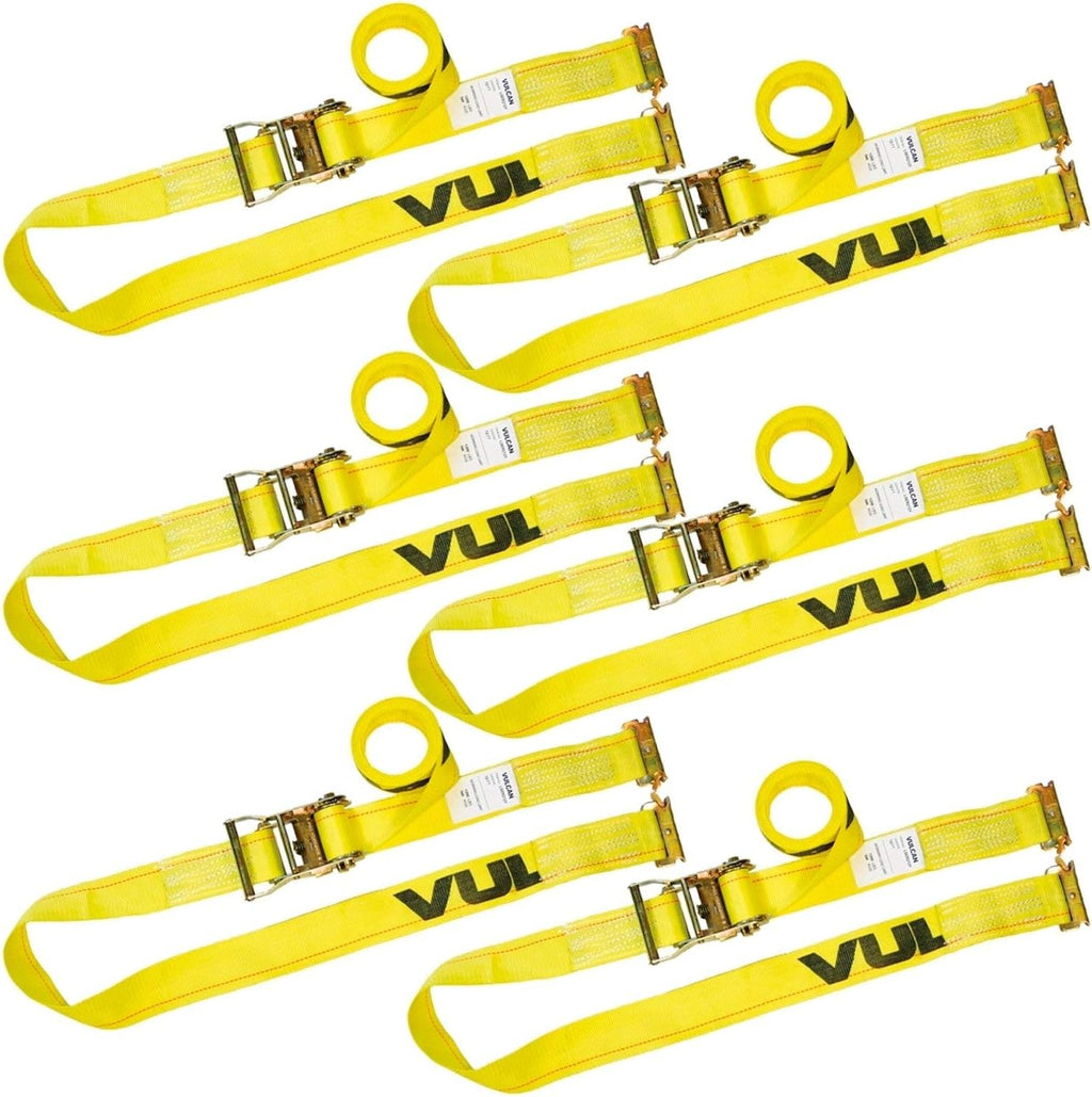 Ratchet Strap for E Track, 12 Foot, 6 Pack, Yellow, 1,333 Pound Safe Working Load N13263