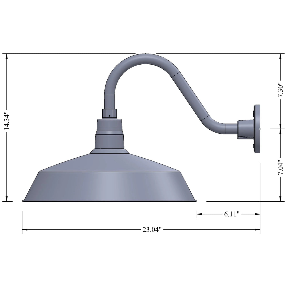 17in. White Outdoor Gooseneck Barn Light Fixture With 14.5 in. Long Extension Arm - Wall Sconce - 9W 900lm A19 LED Bulb (5000K Cool White) R504959
