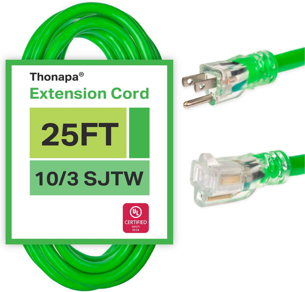 75 Ft Heavy Duty Lighted Outdoor Extension Cord with 3 Prong Grounded Plug I386552