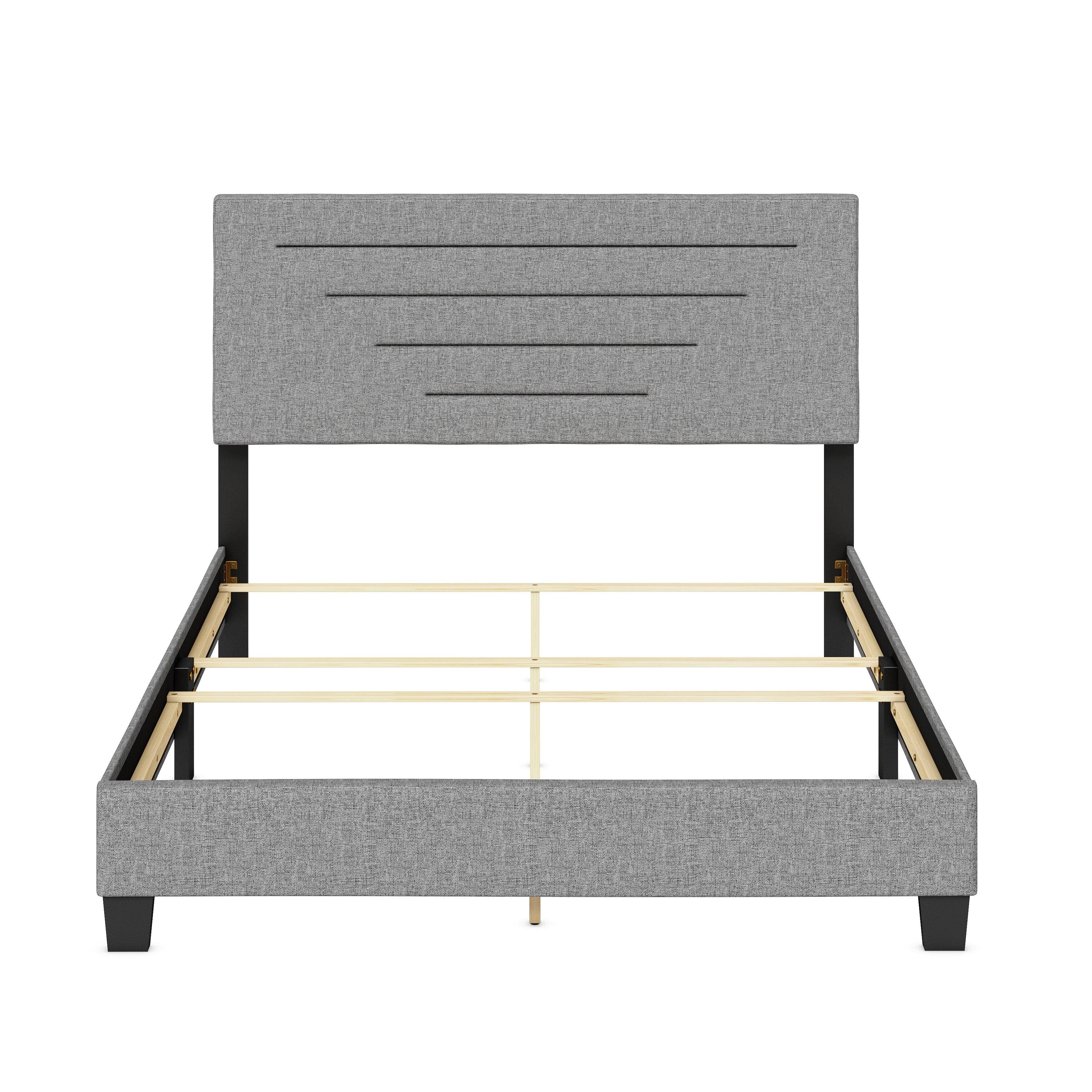 Charcoal Full Linen Bed Frame S3108