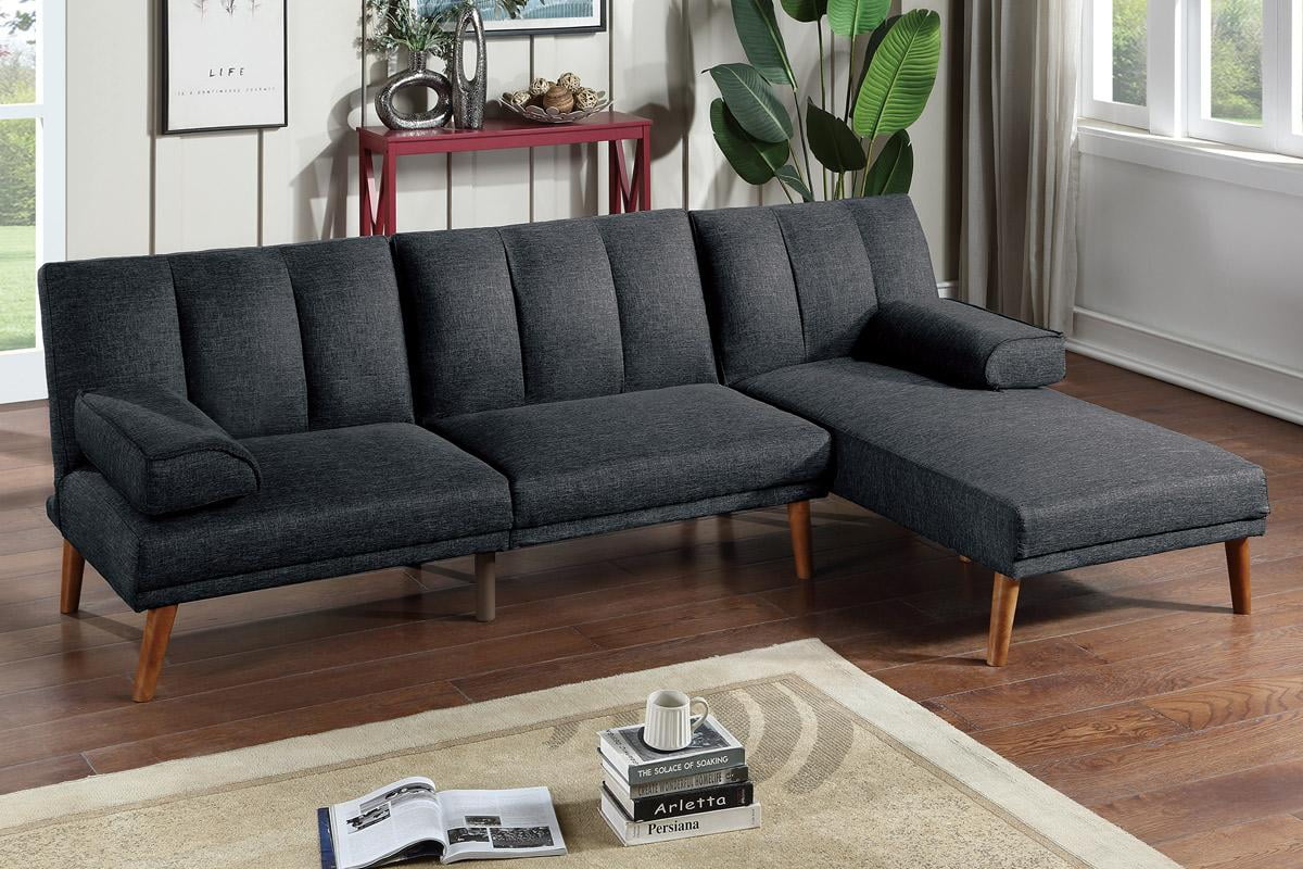 Black Polyfiber Adjustable Sofa Bed Q695