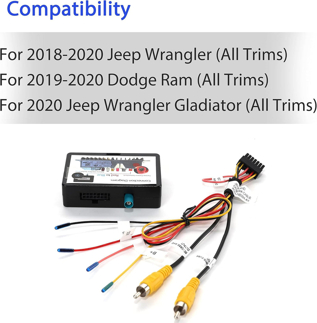 Retention Adapter for Jeep Wrangler/Dodge Ram 2018 2019 2020 Retain OEM Factory Backup Reverse Camera to New Aftermarket Car Stereo Display/Navigation Radio Harness Interface Y65232