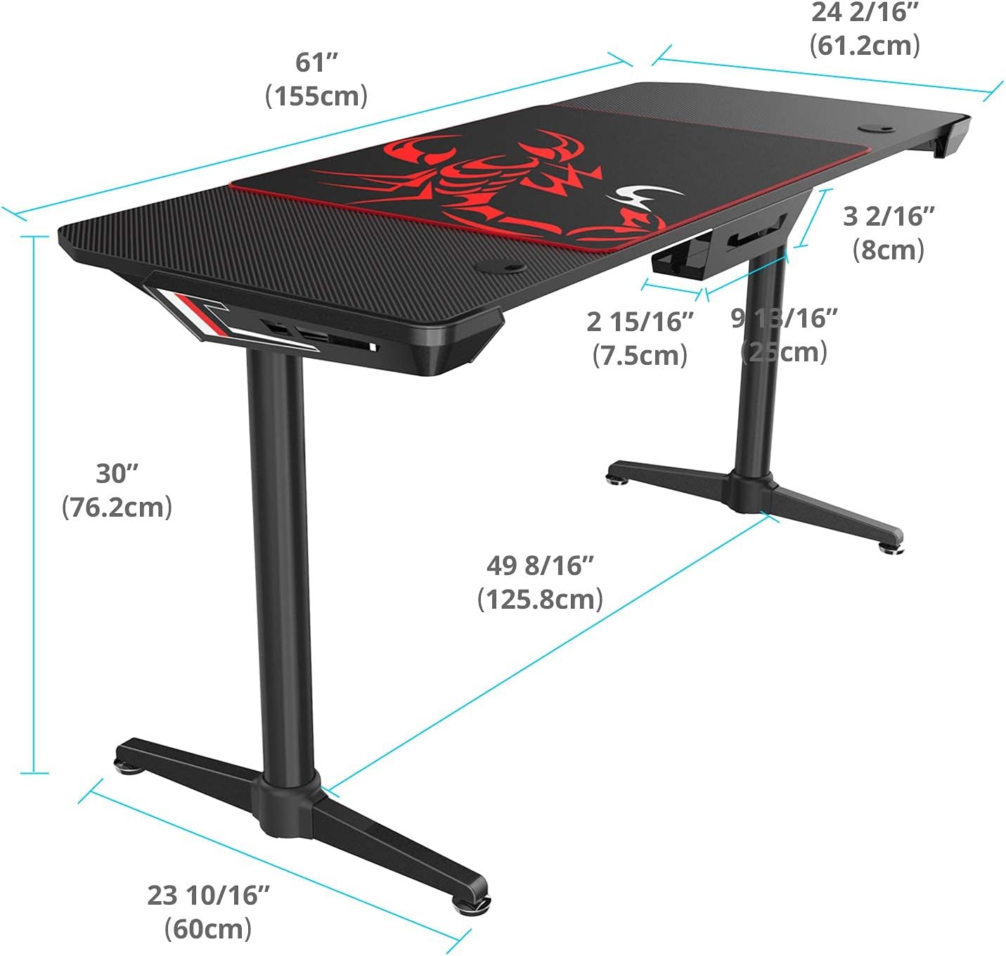 Carbon Fiber Texture Surface Computer Gaming Desk V50971
