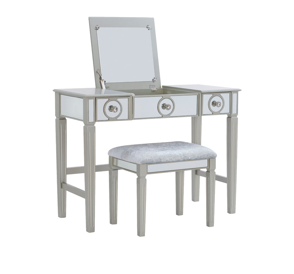2-Piece Vanity Set with Flip-Top Mirror and Bench T807462
